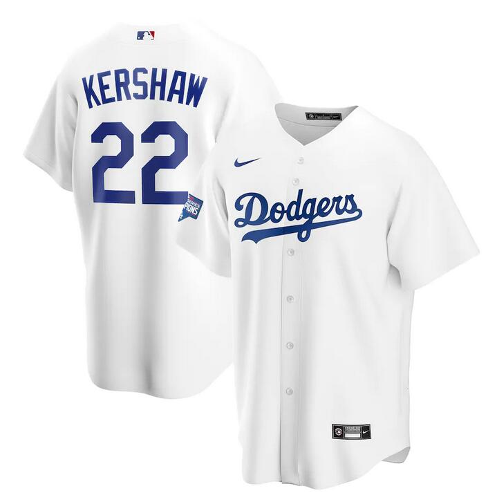Men Los Angeles Dodgers Clayton Kershaw Nike White 2020 World Series Champions Home Patch Replica Player MLB Jersey->customized mlb jersey->Custom Jersey